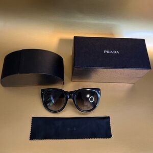Prada SPR 17O Black Cat-Eye Sunglasses – Authentic – Good Used Condition